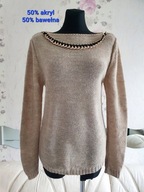 SWETER ZIMOWY MIŁY ZIMA średni beż z łańcuchem