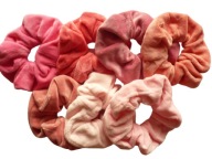 Gumka do włosów owijka scrunchie welurowa różowa zestaw