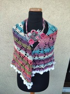 Elegancka chusta handmade na szydełku boho hippie