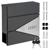 Skrzynka Pocztowa Na Listy Ogrodzenie Antracyt Stal Nierdzewna Duża 37x37cm