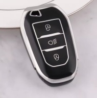 Czarno-srebrne etui na kluczyk PEUGEOT 308 CITROEN C1 C2 C4 – 3 przyciski