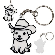 Breloczek PIESEK Cowboy Biały Pies do Torebki lub Plecaka Uroczy Dodatek