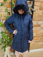 Hello Girl płaszcz pikowany długa Kurtka ocieplana zimowa kaptur 158cm