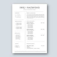 SZABLON WZÓR CV (1 strona) Prosty Klasyczny Biały - MS WORD (docx)