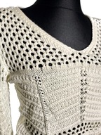Sweter sweterek ażurowy ecru jak na szydełku r. L