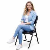 Krzesło ogrodowe składane czarne bankietowe mocne wygodne