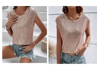 bluzka z cekinami -różowa