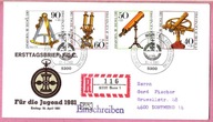 Niemcy 1981 FDC Bonn R-ka, przyrządy astronomiczne optyczne, luneta, oktant