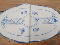 LNIANA NATURALNA FOLKOWA SERWETA BIEŻNIK HAFTY KWIATOWE WZORY 31x73 nr.15