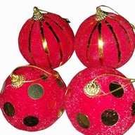 BOMBKA BOMBKI CHOINKOWE WELUROWE FLOKOWANE DEKORACYJNENA CHOINKĘ CZERWONE