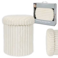 PUFA SIEDZISKO ZE SCHOWKIEM SKRZYNIA POJEMNIK SZTRUKSOWA OKRĄGŁA BIAŁA