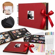 ALBUM DO SCRAPBOOKINGU NA ZDJĘCIA ZDOBIENIA ZESTAW KREATYWNY DIY CZERWONY