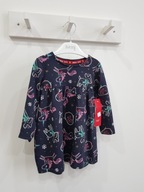 F&F świąteczna bawełniana sukienka długi rękaw mikołaj reniferek 68 cm