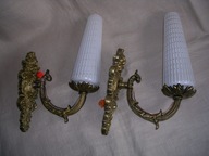 Kinkiety mosiężne z białymi kloszami