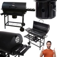 GRILL OGRODOWY WĘGLOWY DUŻY PRZENOŚNY + POPIELNIK + PÓŁKI