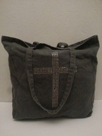 SHOPPING TOREBKA MIEJSKA JEANSOWA Z DZETAMI KRZYŻ