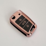 Różowo-czarne etui na kluczyk VW SEAT SKODA 3 przyciski