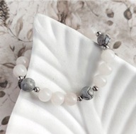 Bransoletka z kwarcem różowym, z regulacją, prezent na Święta dla kobiety