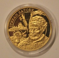 WIELCY POLACY - STEFAN BATORY - NUMIZMAT ZŁOCONY, MENNICZY