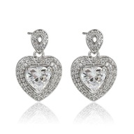 Srebrne Kolczyki Krysz. Swarovski Serduszka sztyft serca PUDEŁKO na prezent