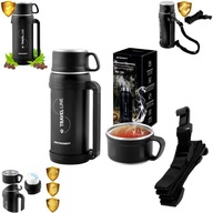 XXL TERMOS 1500ML NA KAWĘ HERBATĘ TURYSTYCZNY Z PASKIEM STALOWY TERMICZNY