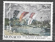 MONAKO -150 urodziny A. Sisleya obraz Regaty wioślar. 1989** Mi2089-90(2001