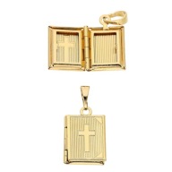 86117 Zawieszka stal chirurgiczna 316L pozłacana 18k sekretnik "biblia"