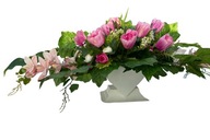 wiązanka stroik na grób cmentarz białe tulipany obciążona nowoczesna serce