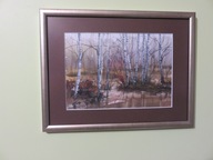 Beata Gugnacka Pejzaż leśny akwarela 26x34 z ramką i szybką-brązowy