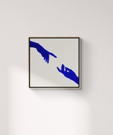 Obraz olejny na płótnie minimalizm nowoczesny beż niebieski kobalt kwadrat