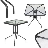 STOLIK OGRODOWY LUVERNO KWADRATOWY SZKLANY CZARNY NA TARAS NA BALKON