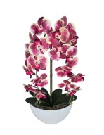 Sztuczny kwiat Storczyk gumowy Dwa Pędy Orchidea Bordo Krem Dzień Mamy
