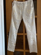 SPODNIE ITALY BEŻ 2XL Z E ZŁOTYMI PLAMKAMI Z PRZODU ,KIESZENIE