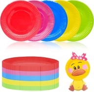 IMPREZOWE KOLOROWE TALERZYKI PAPIEROWE NA URODZINY PIKNIK ZESTAW 50 SZTUK