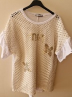 Bluzka biała złota siateczka , model Min, ażurowa Sunflower