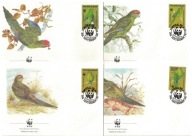 02-FDC-KR05- Wyspy Norfolk,WWF,1987,Ptaki -Papugi