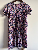 Little Pieces fioletowa sukienka cętki panterka 140 wiskoza