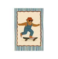Plakat „Stylowy Miś” – Retro Ilustracja na Skateboardzie