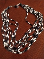 NASZYJNIK Biało Czarny Koraliki KLASYCZNY