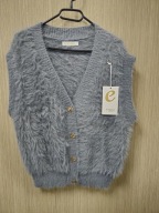 Kamizelka dzianina szara włochata r. Uni Italy !!!