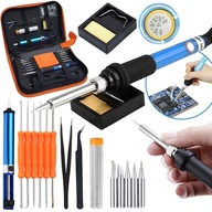 Lutownica precyzyjna kolbowa 19w1 regulacja 60W organizer odsysacz stojak