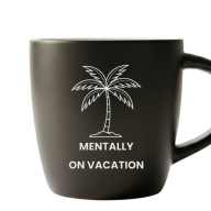 Kubek grawer Czarny Mat Białe Wnętrze Palma Mentally On Vacation