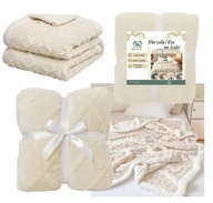 MIĘKKI KOC NARZUTA PLED NA ŁÓŹKO SHERPA CIEPŁY 160X220 GRUBY DWUSTRONNY