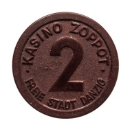 Wolne Miasto Gdańsk, Kasyno Sopot (Zoppot), żeton 2 guldeny