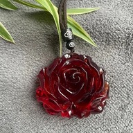 NASZYJNIK wisiorek czerwona kwiat retro czarny styl żywica ślub, bal,plaża