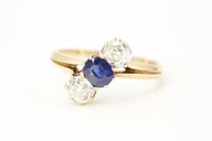 PIERSCIONEK Z BRYLANTAMI 0,80ct SZAFIR 0,60ct rozmiar 57