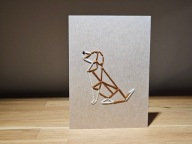 Kartka okolicznościowa - handmade - ręcznie robiona haftowana pies beagle