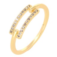 55181 Pierścionek pozłacany 18K średnica 16 mm prostokąt z cyrkoniami