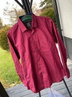 8 Koszula Tailored bordo z ciemnym połyskiem bawełna subtelna krateczka