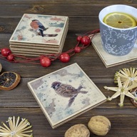 Zestaw 6 podkładek pod kubek - polskie ptaki